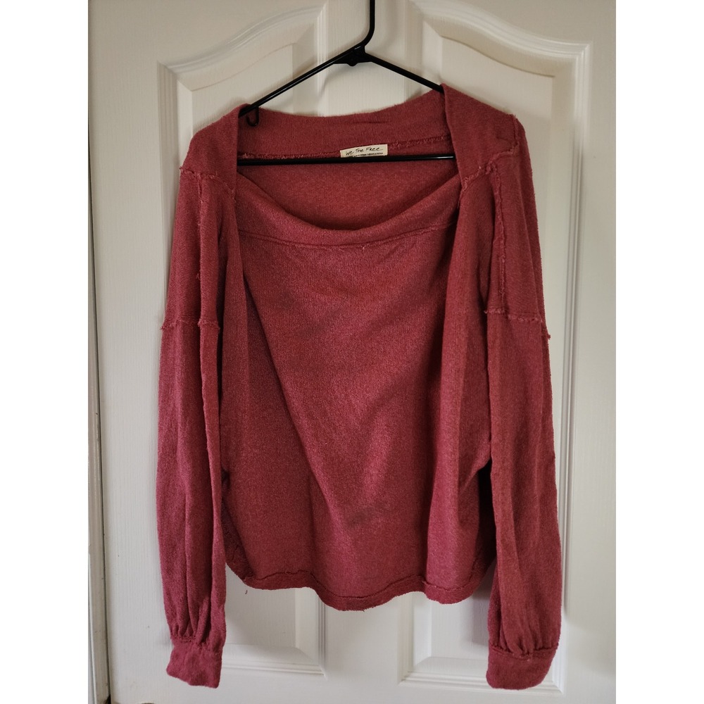 We The Free People Rose Pink Lightweight Knit Sweater Top Large Boho Cottage